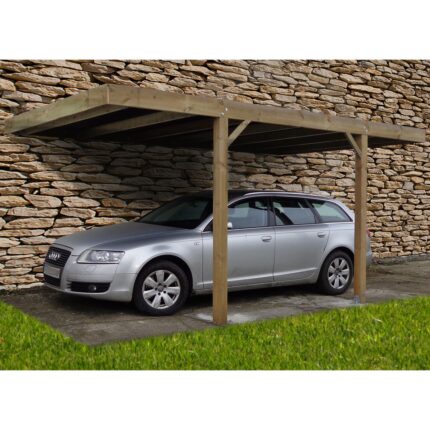 Carport bois adossé Lobito toit plat 15 m²