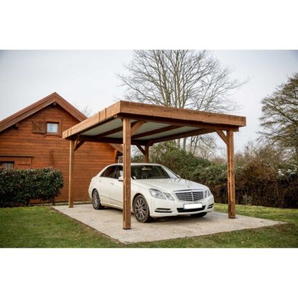 Carport CENTRALE BRICO en bois avec couverture acier galvanisé 17.5m2