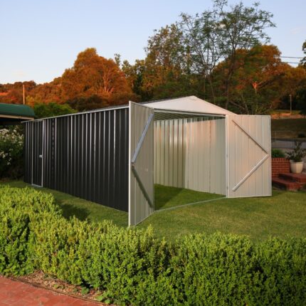 Garage en acier Zincalume Colorbond EASYSHED 19,55m² grande hauteur et largeur